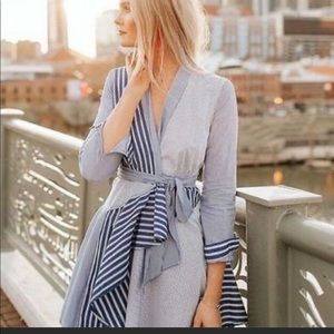 Anthropologie Newport blue wrap Shirtdress by Maeve SZ 6 influencer favorite!